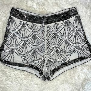 Stones, pearls, sequins. DRY CLEAN ONLY Shorts Silver and Soft White